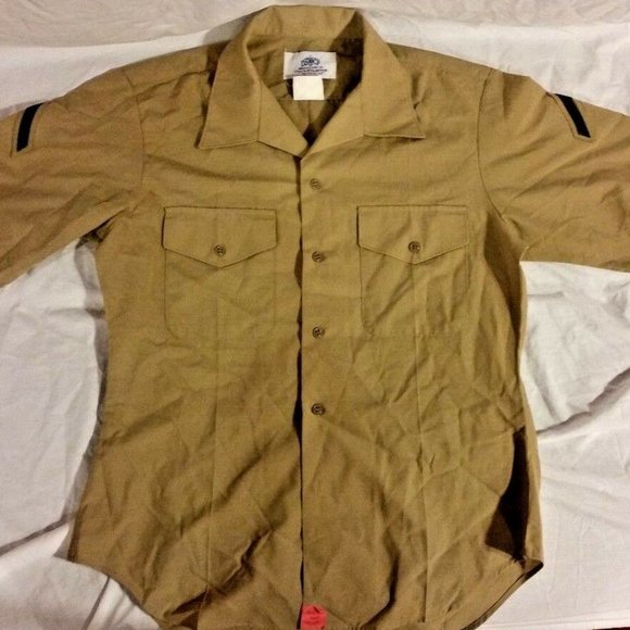 US MARINE PRIVATE E-2 16 KHAKI BUTTON DRESS UNIFORM SHORT SLEEVE SHIRT IH 00024 - Picture 8 of 13